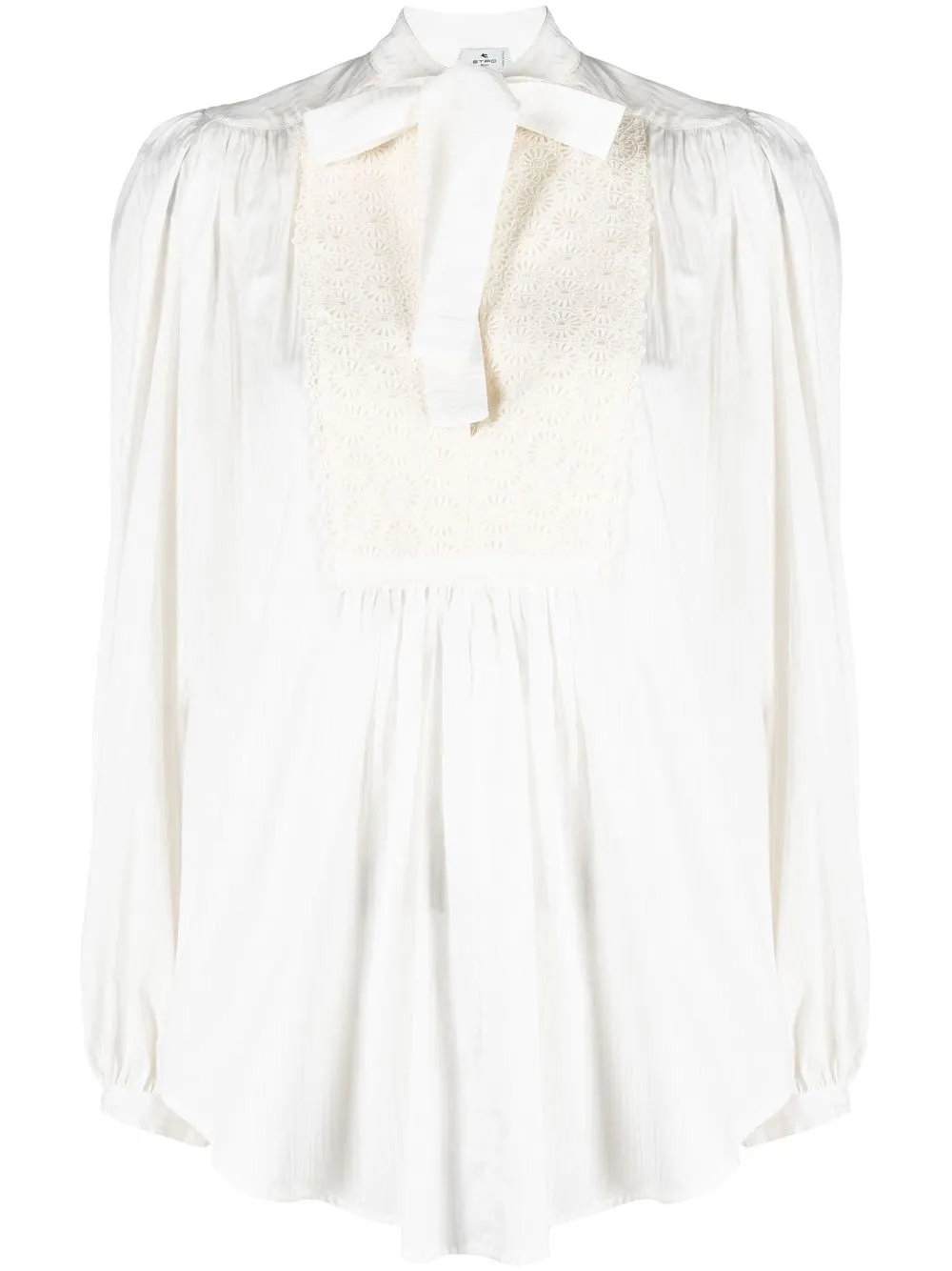 

ETRO lace-detail pussybow blouse - White