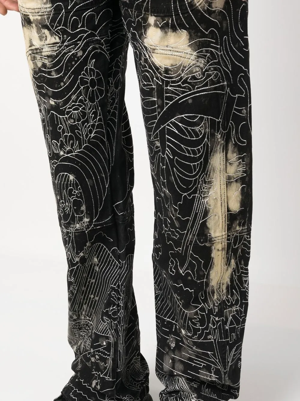 Who Decides War Embroidered Straight-leg Jeans In Black