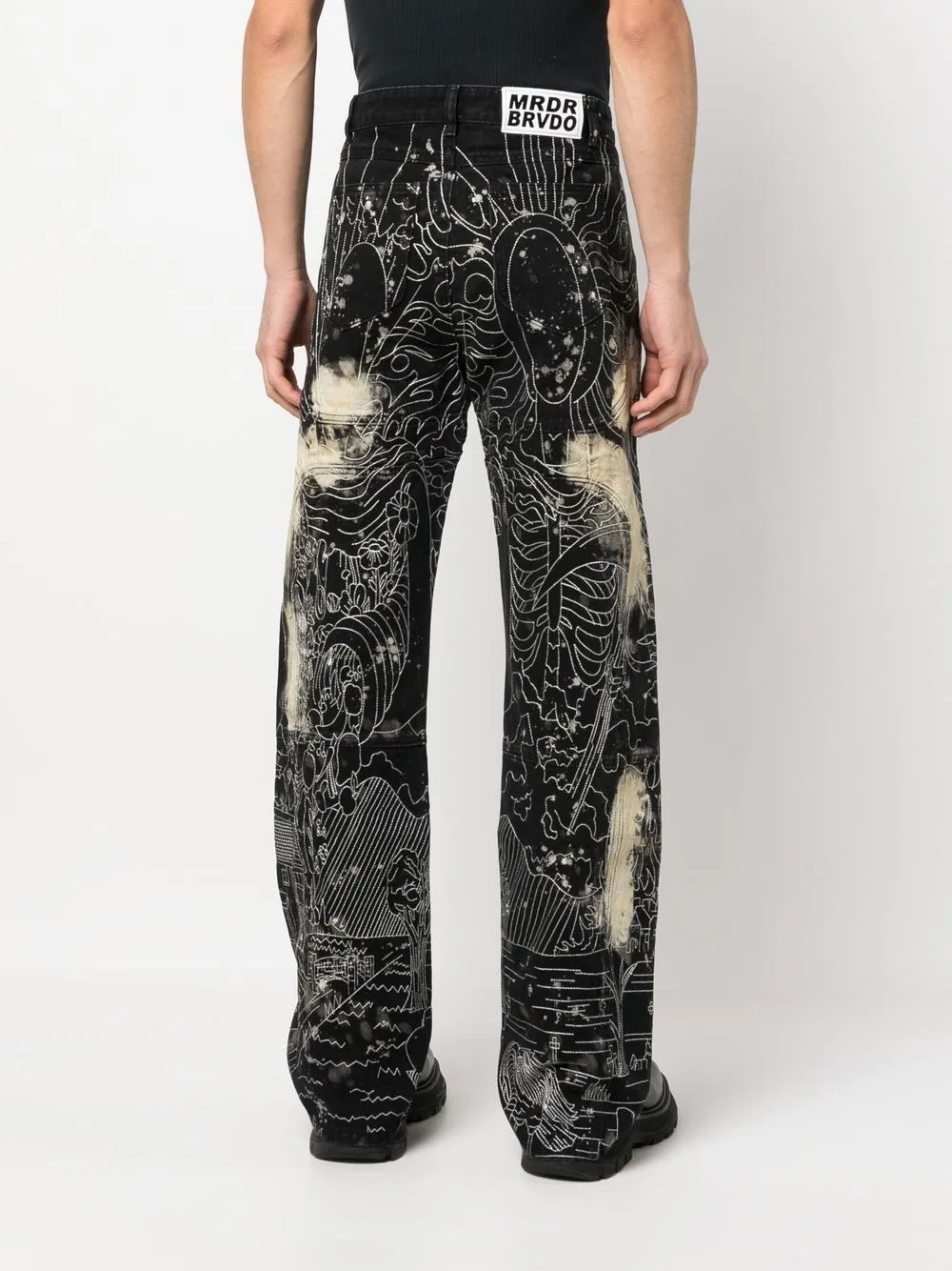 Who Decides War Embroidered Straight-leg Jeans In Black