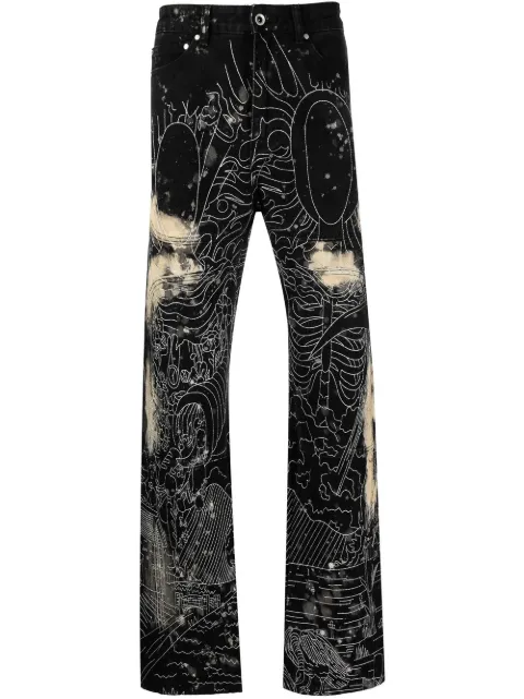 Who Decides War embroidered straight-leg jeans