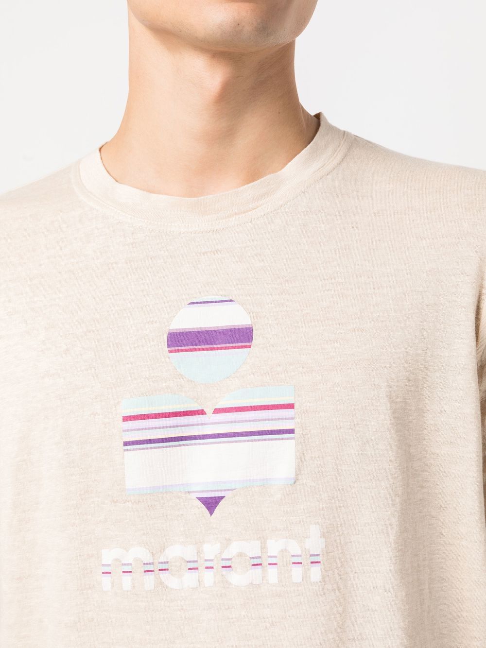 Shop Isabel Marant Logo-print Crew-neck T-shirt In Nude