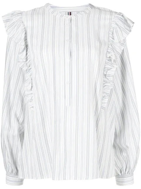 Tommy Hilfiger striped ruffle-trim blouse