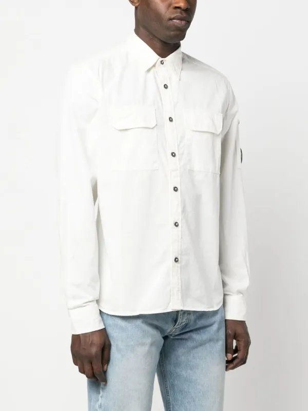 C.P. Company logo-patch Sleeve Detail Shirt | White | FARFETCH