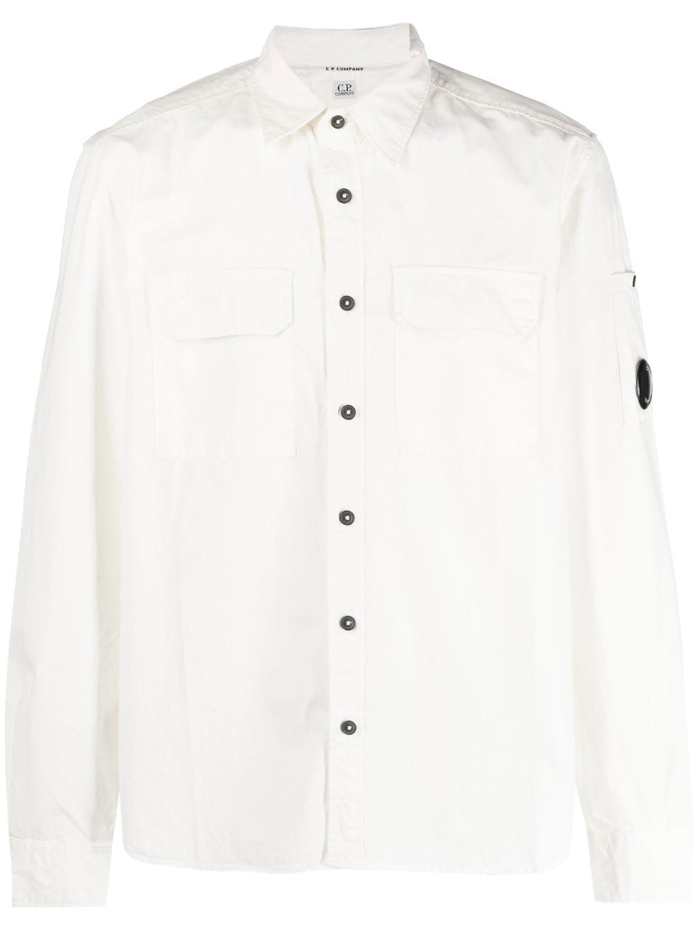 C.p. Company Logo-patch Sleeve Detail Shirt In Weiss