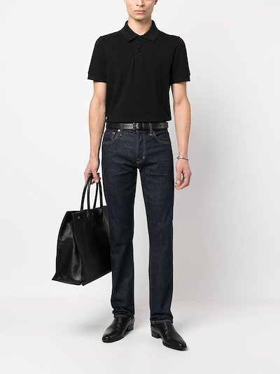 TOM FORD short-sleeved cotton polo shirt black | MODES