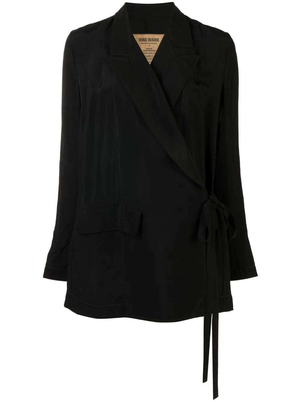 Uma Wang Peak-lapels Tie-waist Blazer In Black