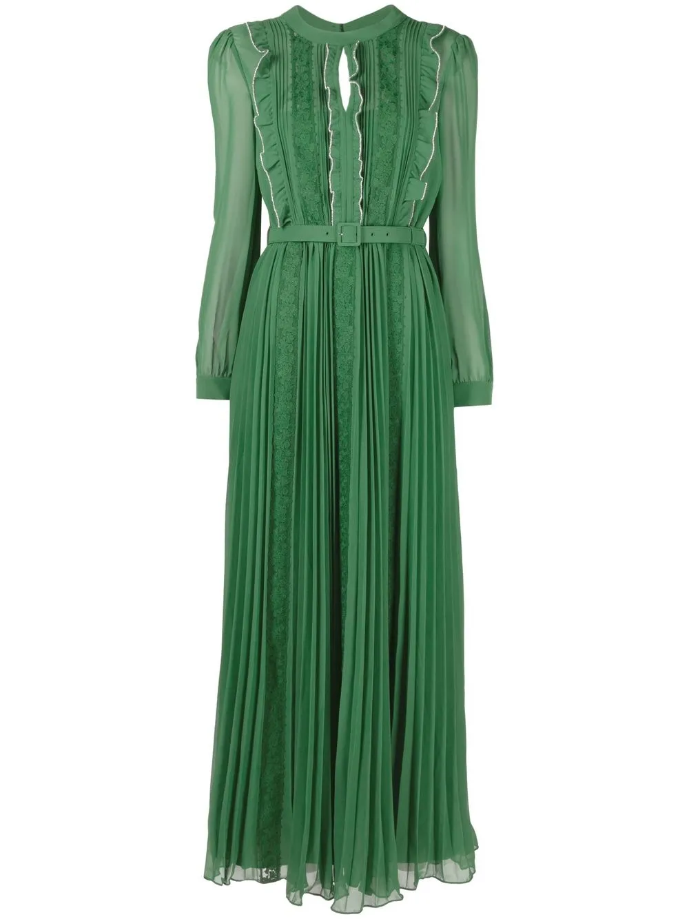 

Self-Portrait lace-trimmed maxi dress - Green