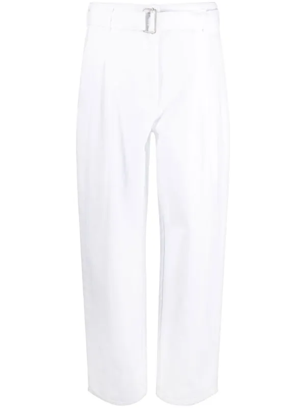 Slimfit cotton gabardine trousers ivory  MaxCo