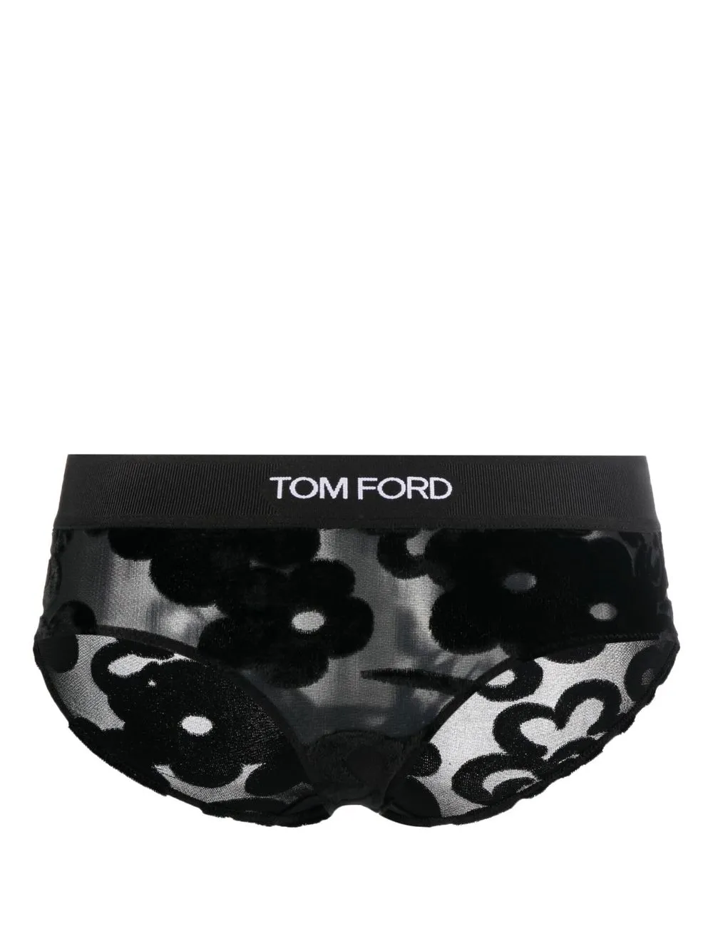 

TOM FORD floral-lace logo-waistband briefs - Black