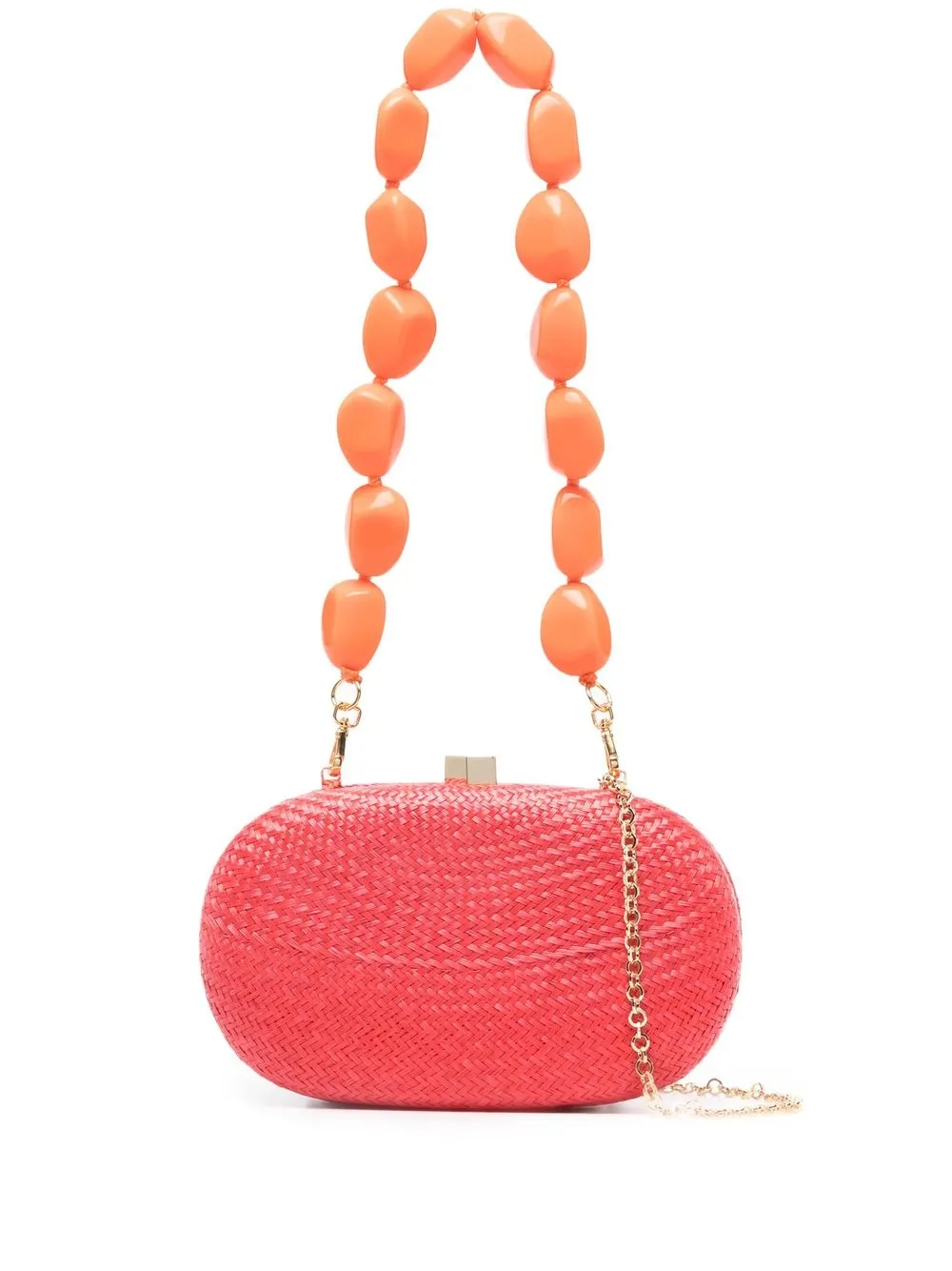 

SERPUI beaded-strap weaved shoulder bag - Orange