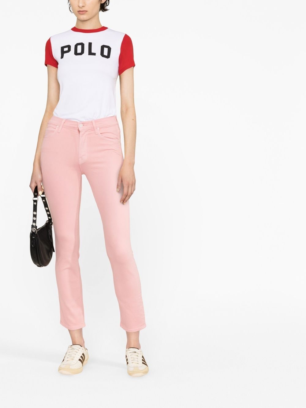 Shop Mother The Mid Rise Dazzler Ankle Jeans In Pink