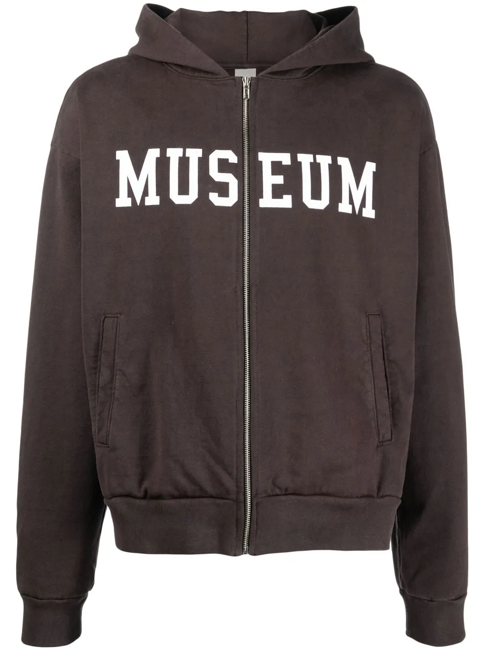 

Museum Of Peace & Quiet hoodie con cierre y logo estampado - Marrón