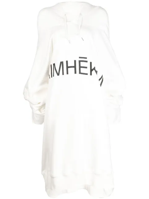 Kimhekim long-line style logo-print hoodie