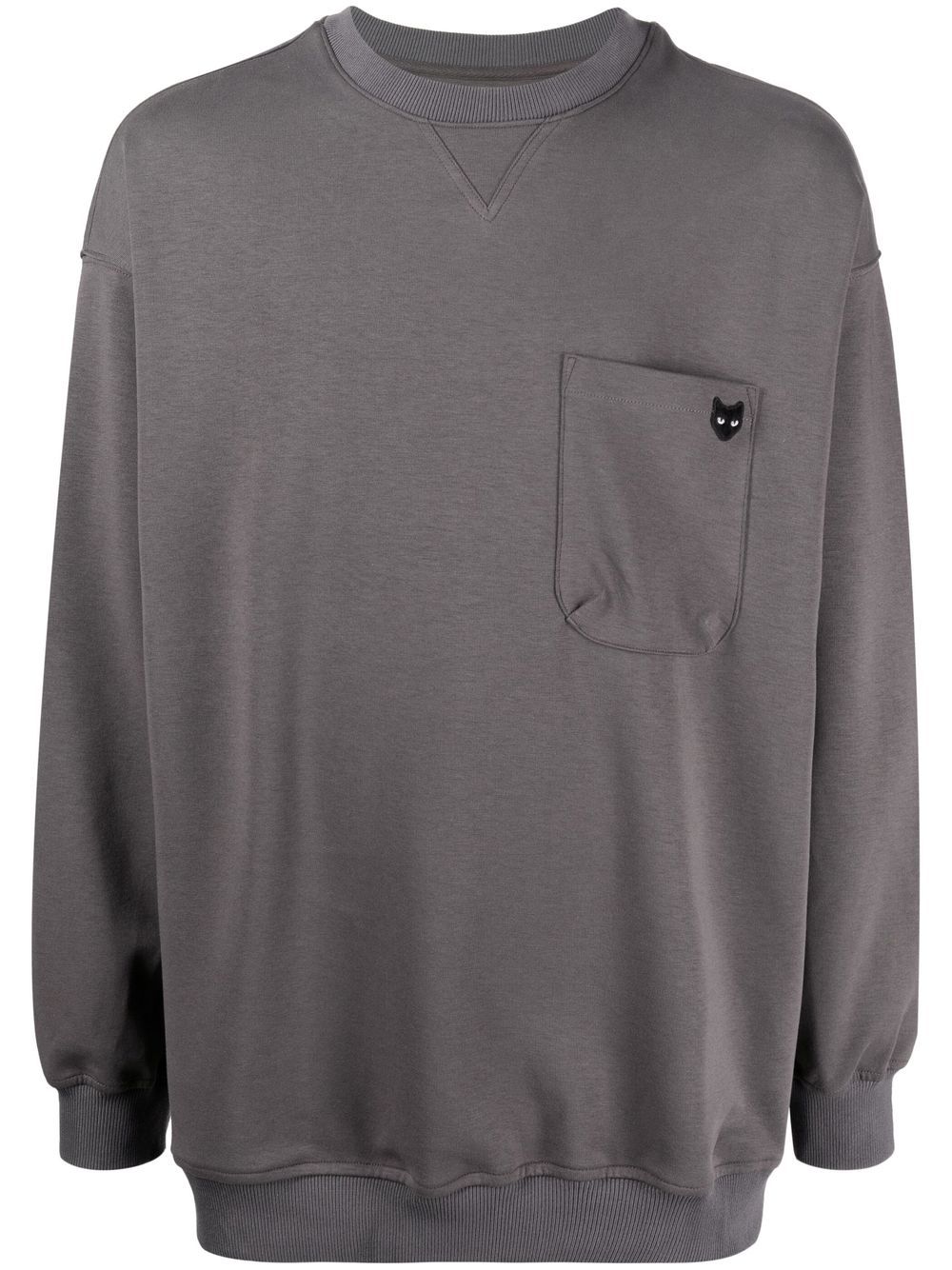 Zzero By Songzio Patch-pocket Crew-neck Sweatshirt In Grey