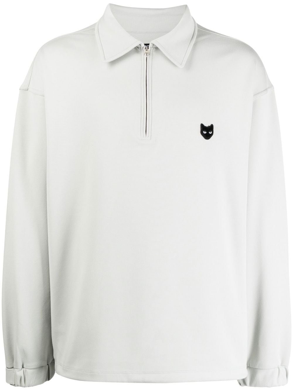 logo-patch zip-front polo shirt