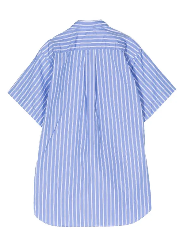 Comme Des Garçons Striped short-sleeved Shirt | Blue | FARFETCH PH