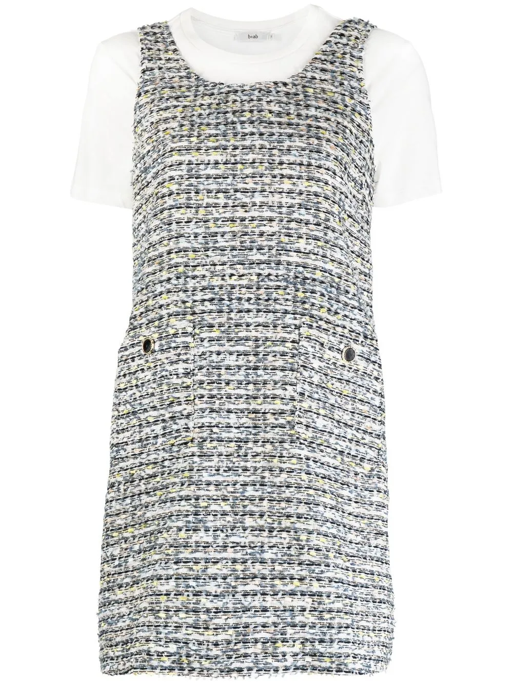 B+ab Tweed Sleeveless Mini Dress In Weiss