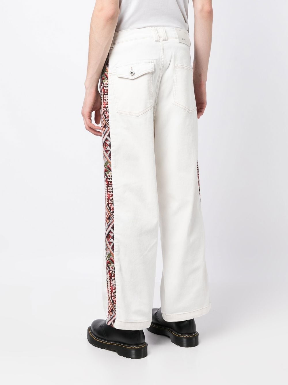 Shop Five Cm Patterned-jacquard Straight-leg Jeans In Whr