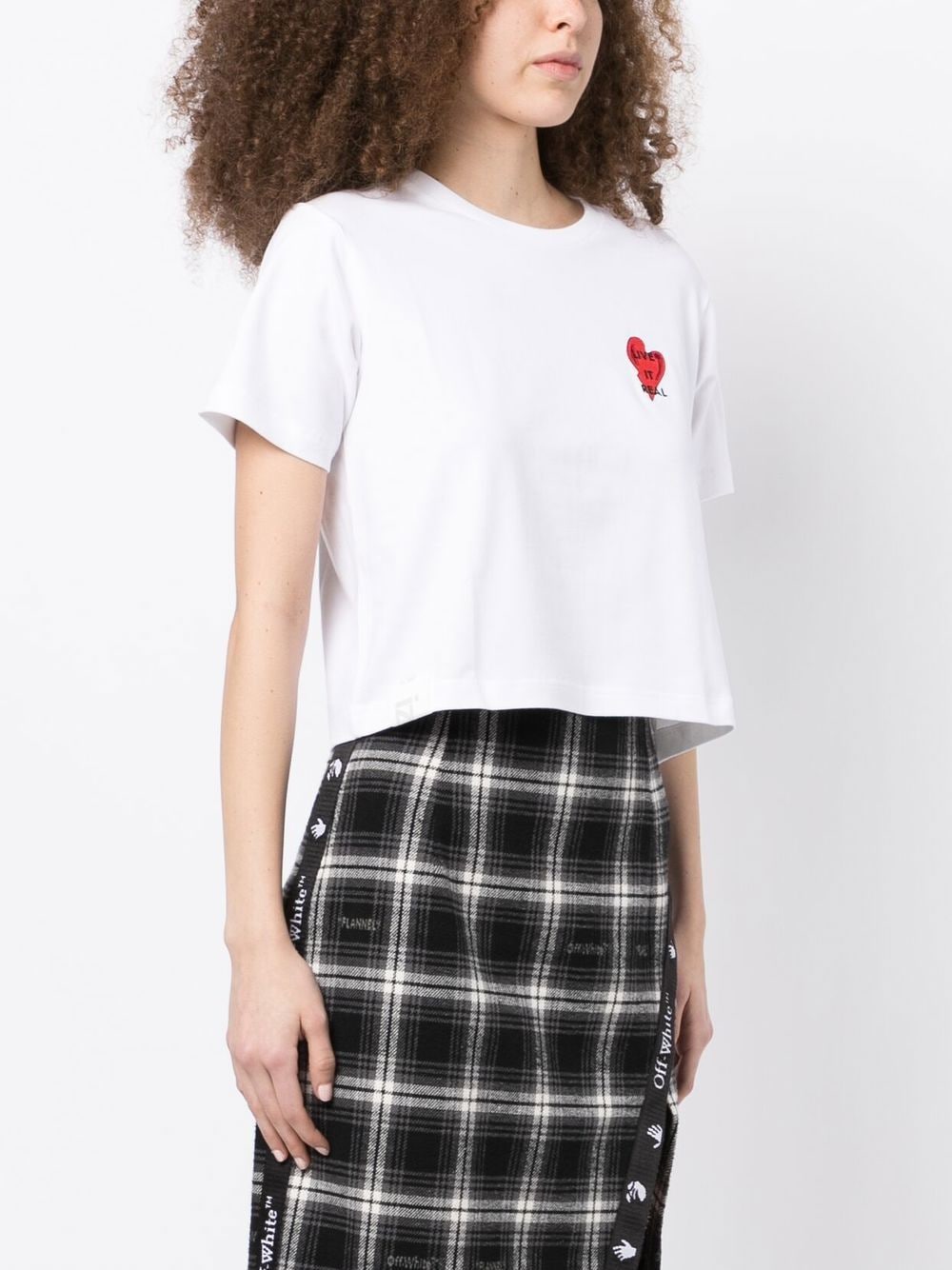 Shop Izzue Heart-embroidery Cropped T-shirt In White