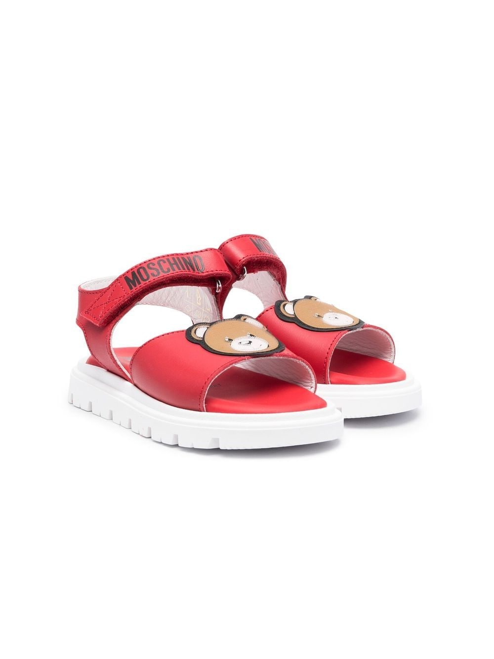 Moschino Kids' Teddy Bear-patch Sandals In Red