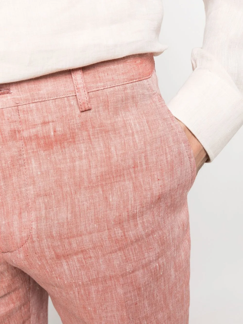 Mens pink linen on sale trousers