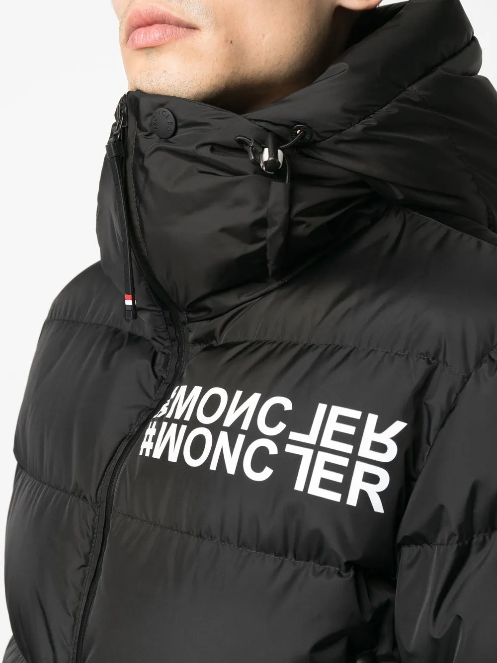 Moncler Isorno Logo Down Jacket In Black