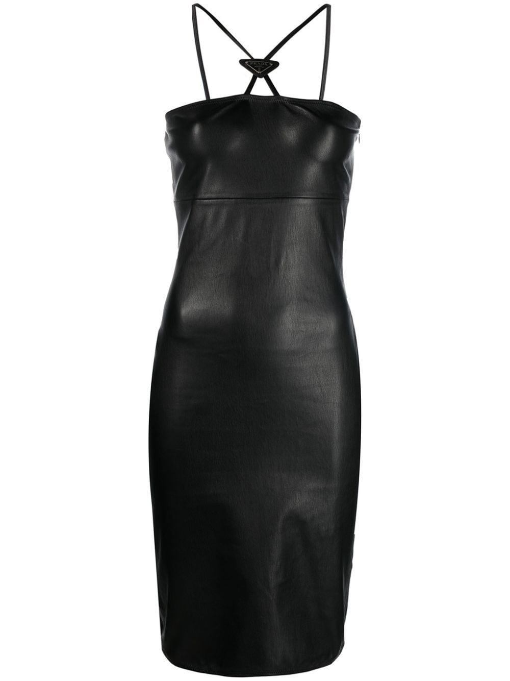 Prada Halter-strap Lambskin Dress In Black