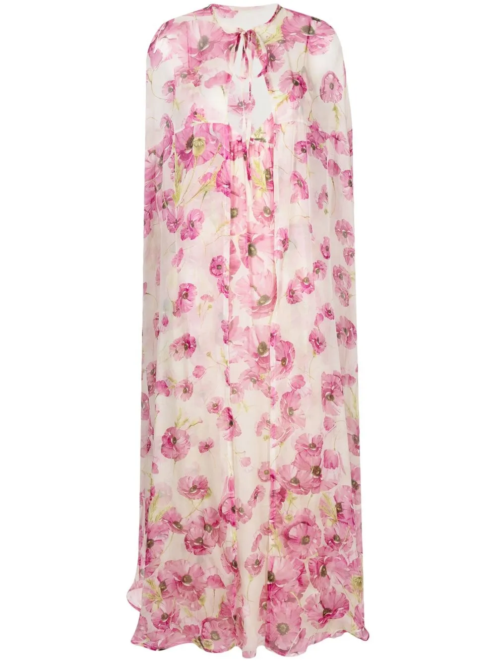 

Raquel Diniz floral-print cape maxi dress - Neutrals