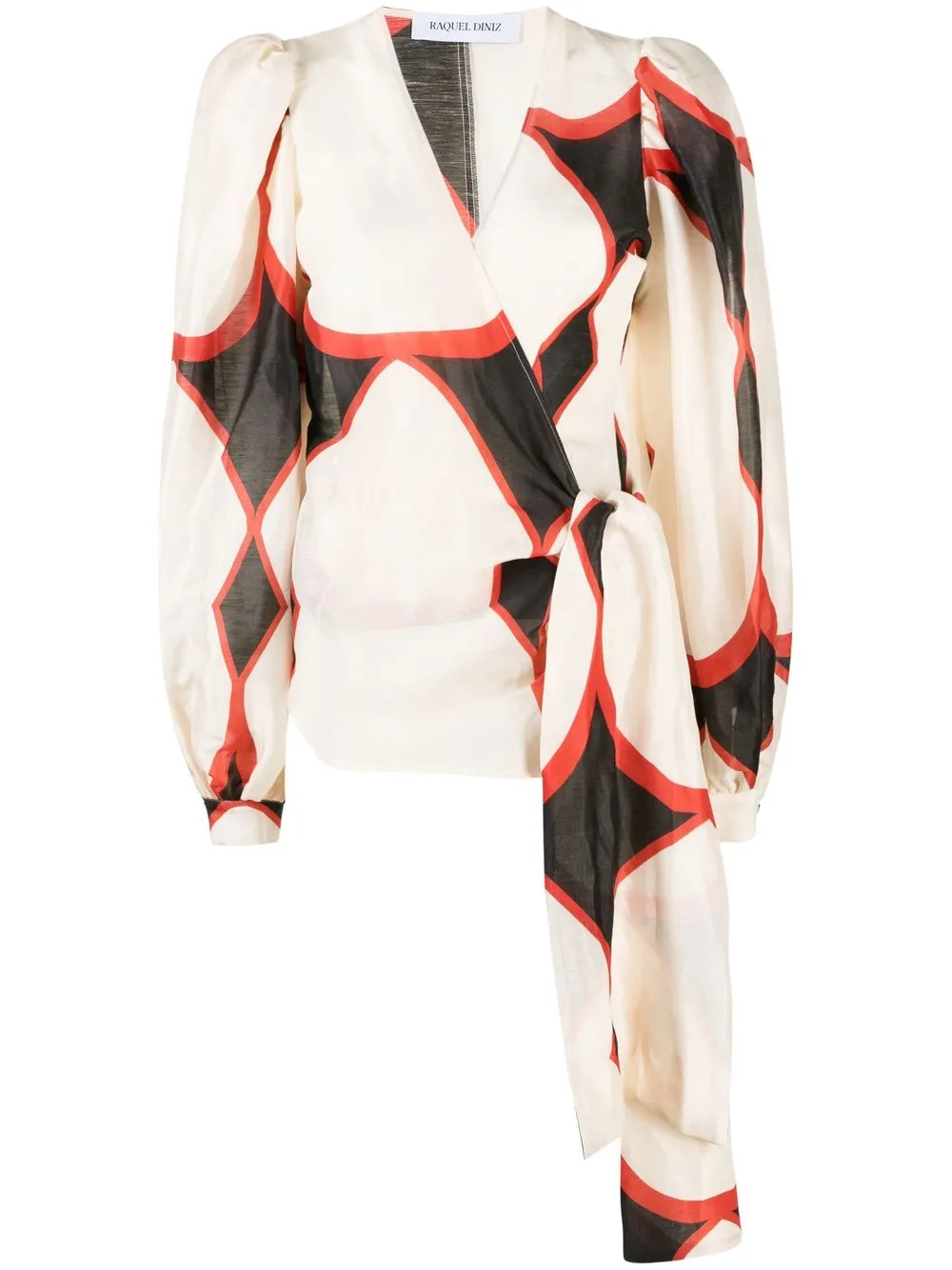 

Raquel Diniz geometric-print wrap blouse - Neutrals