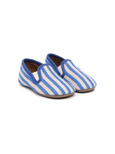 Pèpè stripe linen slip-on shoes