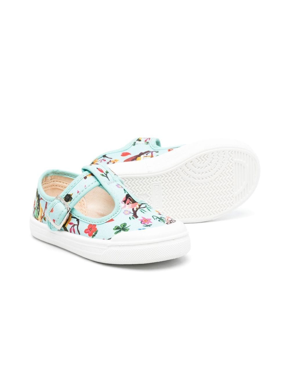 Shop Pèpè Floral-print Trainers In Blue