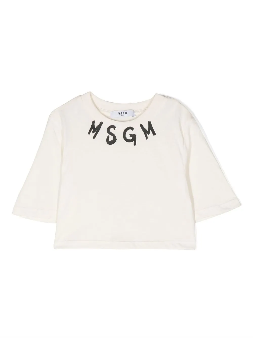

MSGM Kids logo-print cropped T-shirt - White