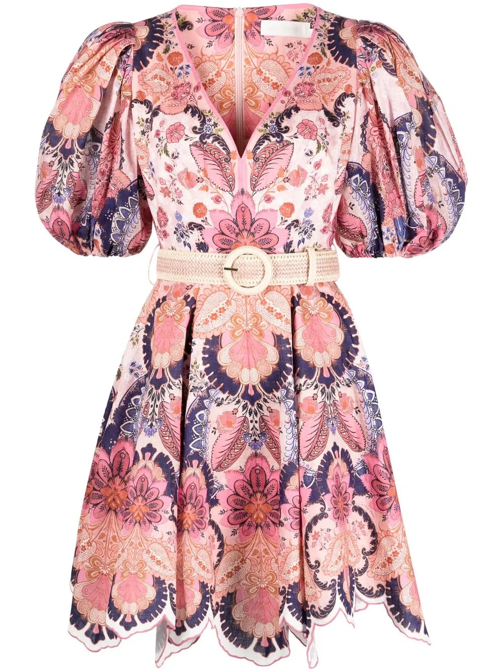 

ZIMMERMANN vestido manga corta con estampado gráfico - Rosado