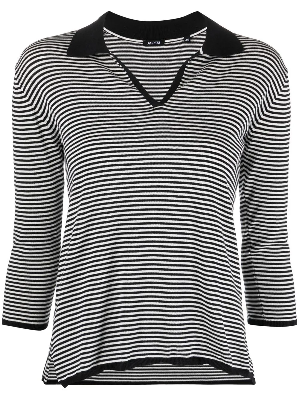 

ASPESI striped V-neck jersey top - White