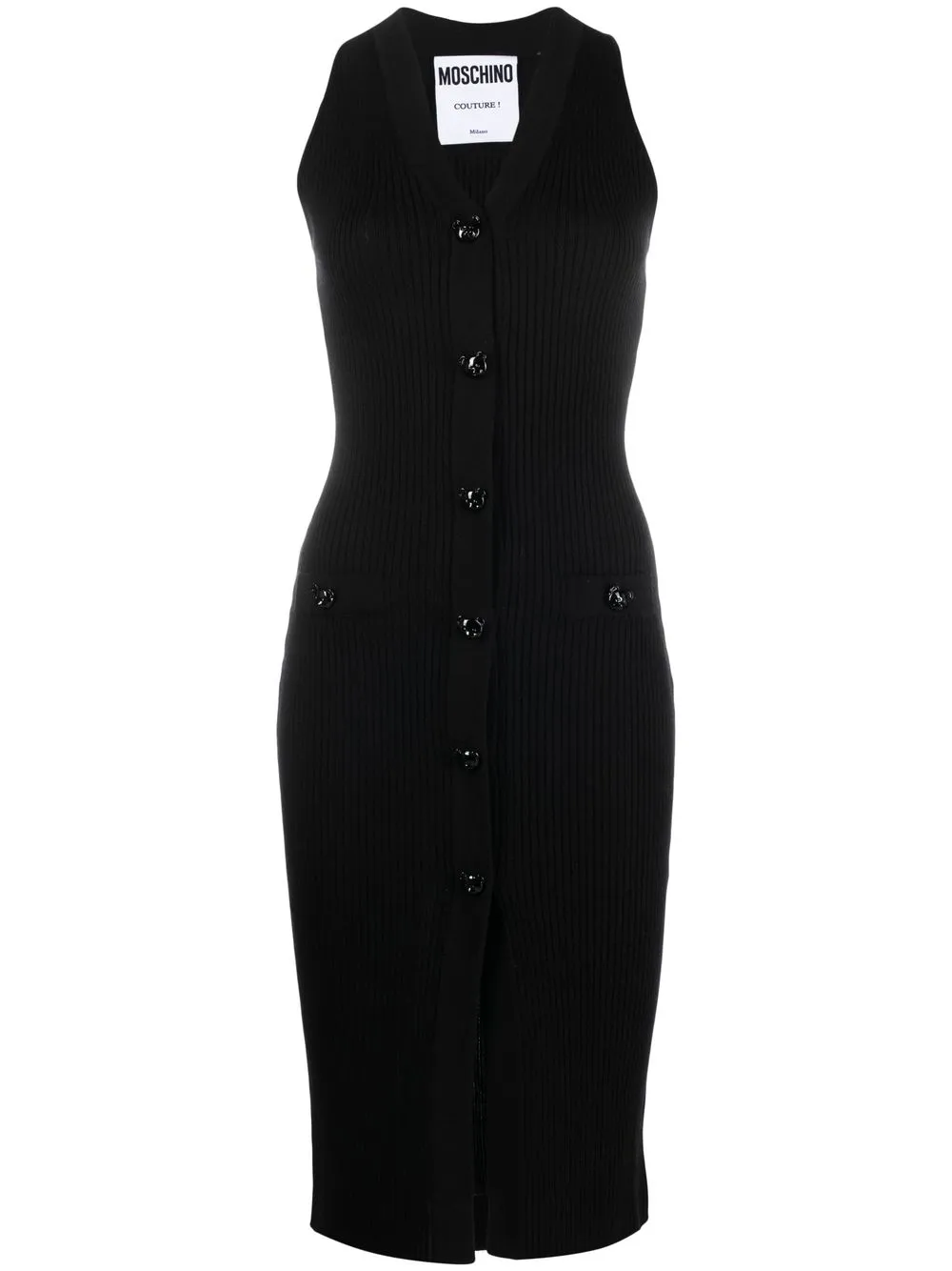 

Moschino ribbed-knit button-front dress - Black
