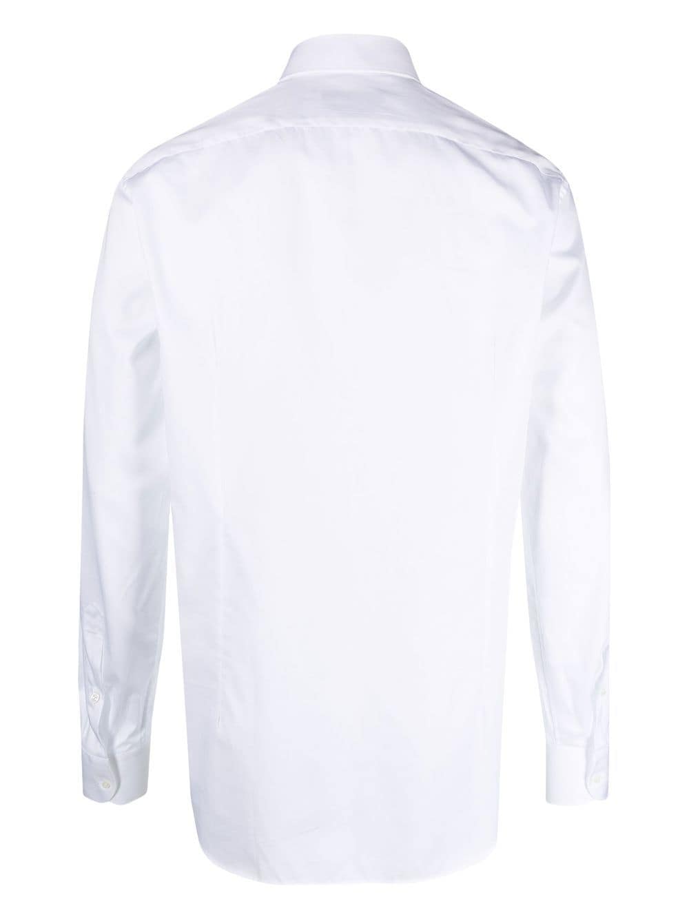 Shop Corneliani Spread Collar Cotton Shirt In White