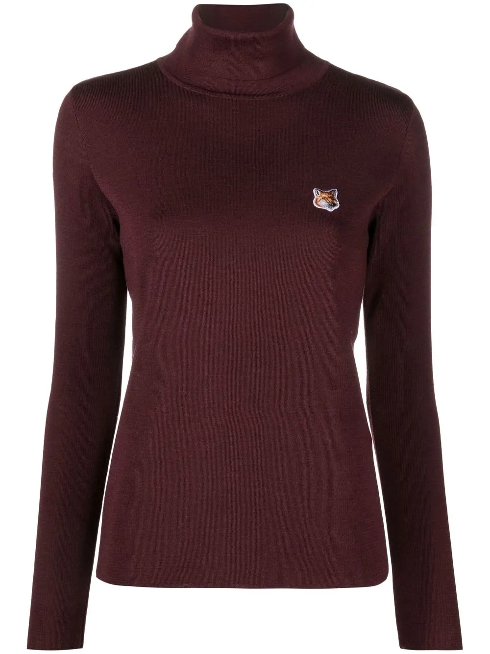 

Maison Kitsuné logo-appliqué knitted roll-neck top - Red