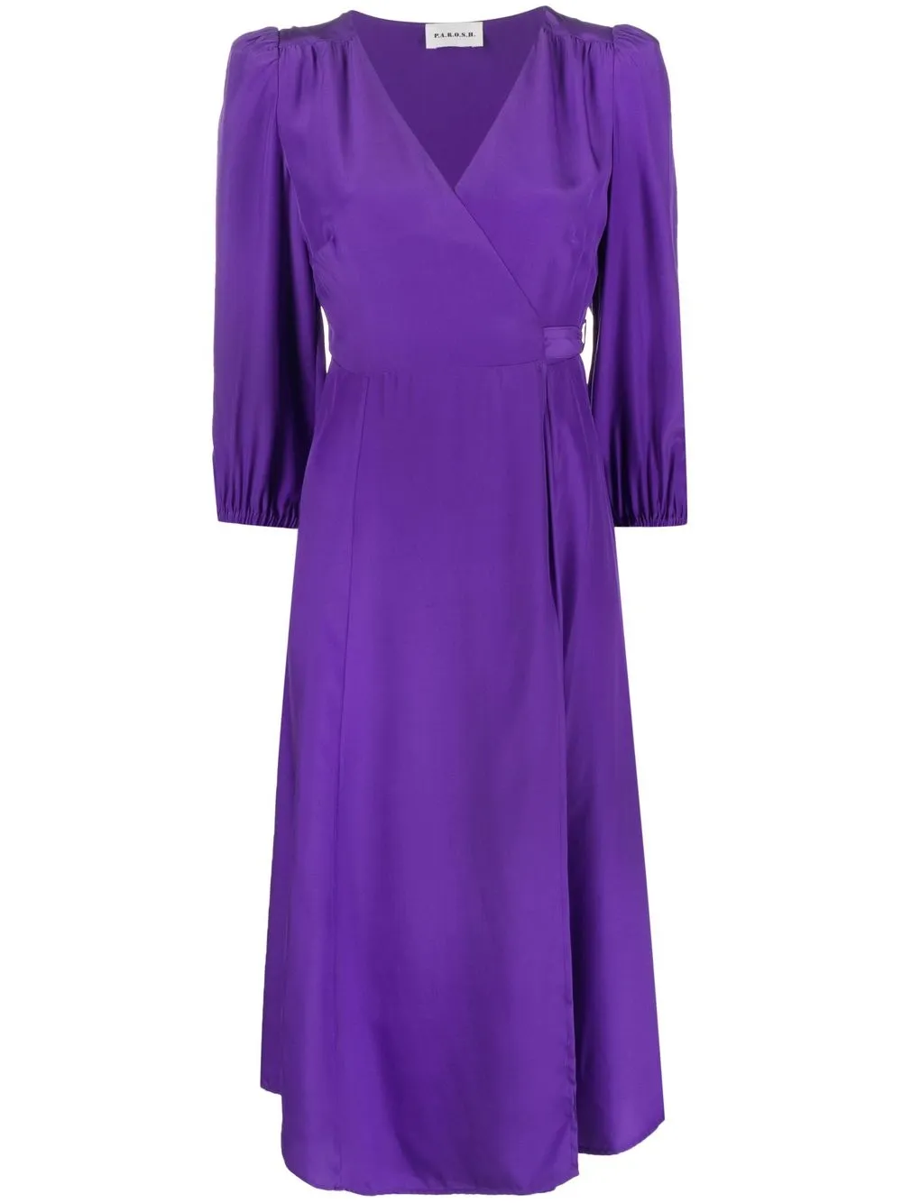 

P.A.R.O.S.H. V-neck ruched silk midi dress - Purple