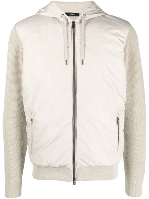 Herno panelled zipped hooded jacket 