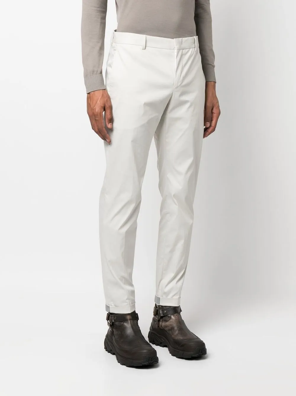 Pt Torino Turned-up Hem Trousers In Neutrals