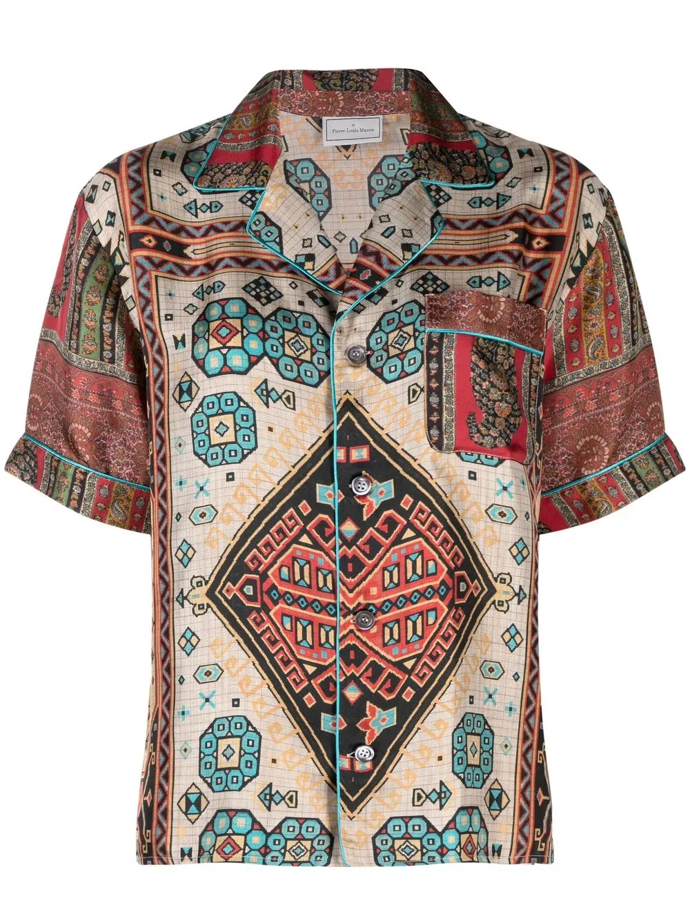

Pierre-Louis Mascia geometric-print silk shirt - Neutrals