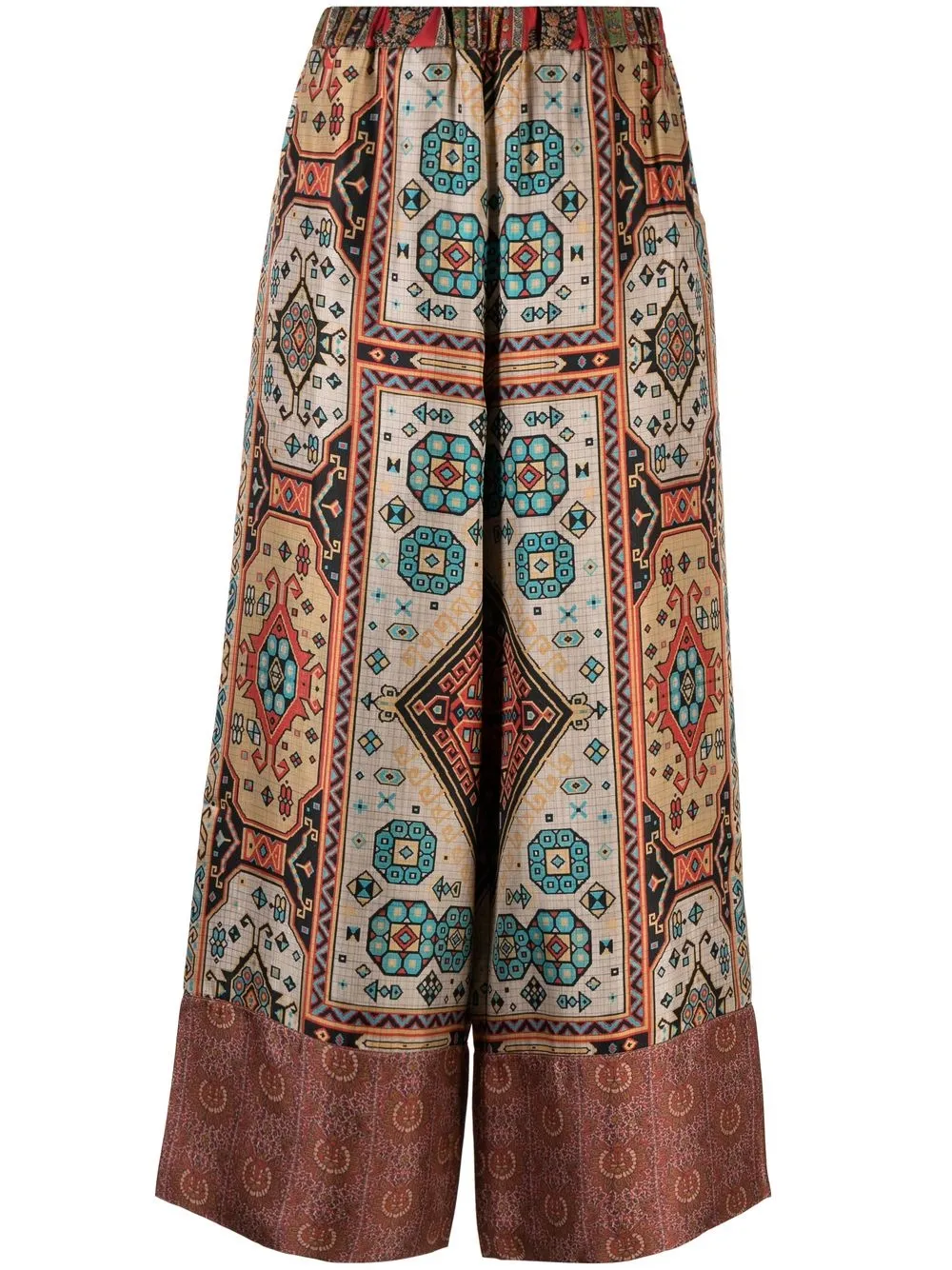 

Pierre-Louis Mascia carpet-print wide leg silk trousers - Neutrals