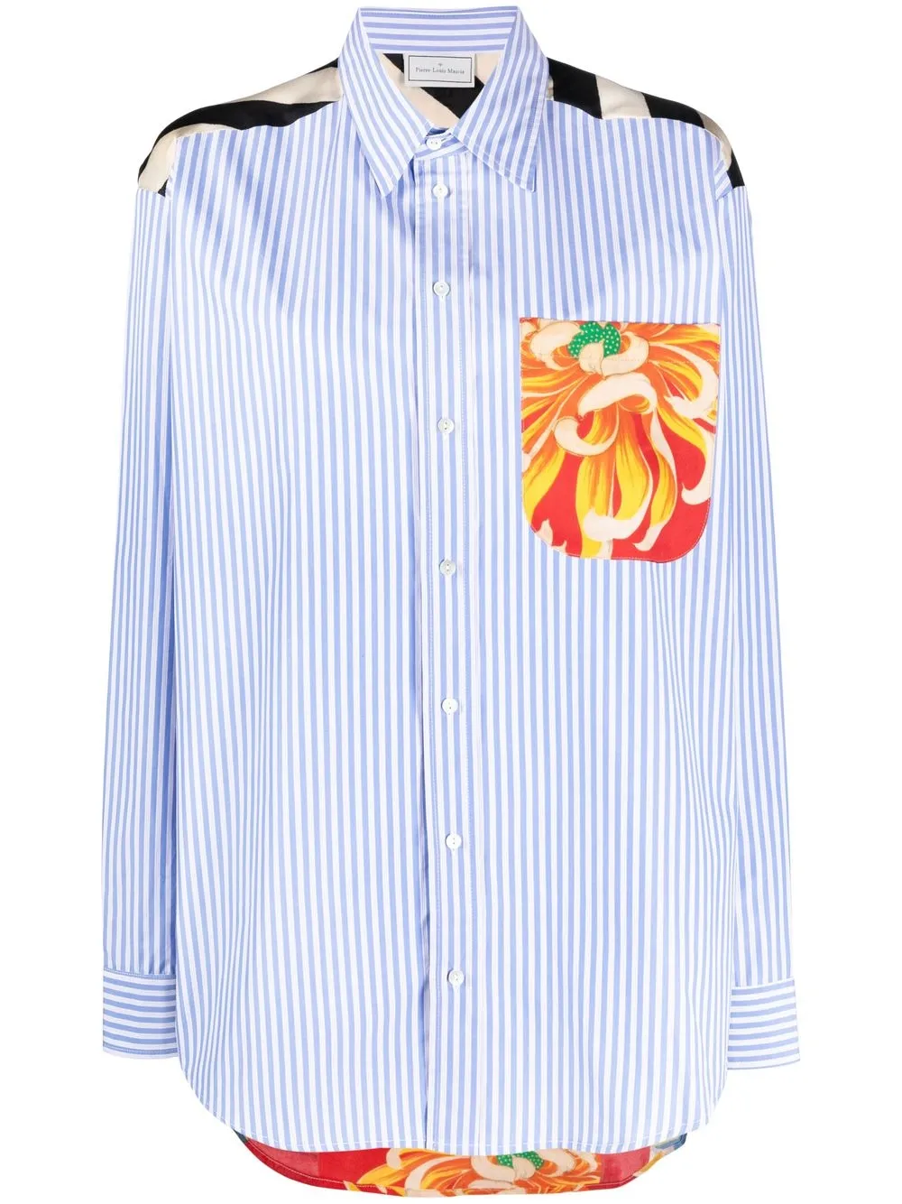 

Pierre-Louis Mascia floral-print panelled shirt - Blue
