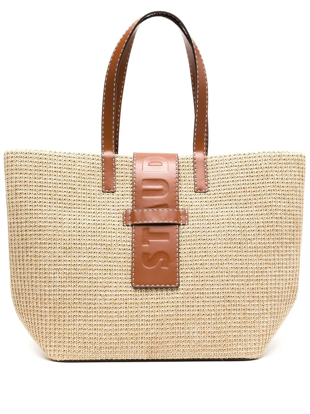 

STAUD Mercato woven-raffia tote bag - Brown