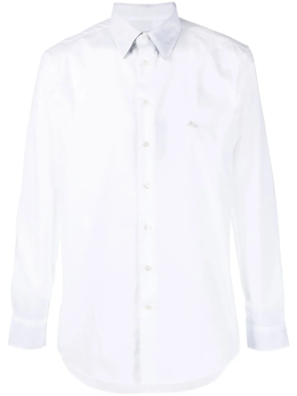 Shop Etro Embroidered-logo Cotton Shirt In White