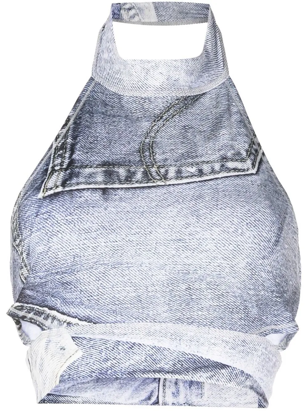 

Kimhekim cropped denim halter-neck top - Blue