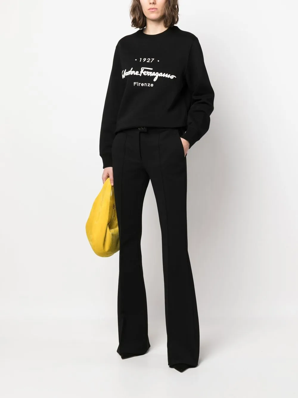 Ferragamo Sweater met geborduurd logo - Zwart