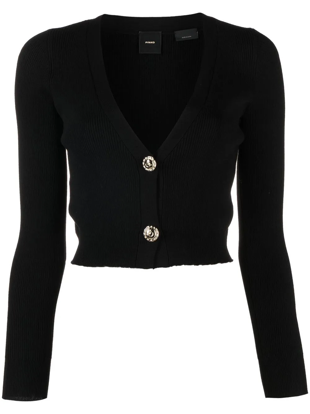 

PINKO V-neck ribbed-knit cardigan - Black