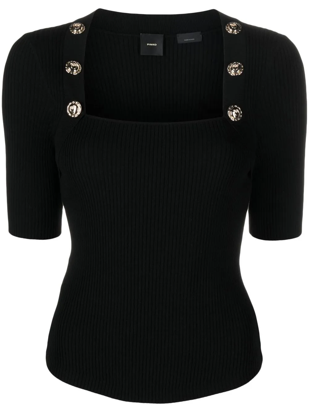 

PINKO button-detail knitted top - Black