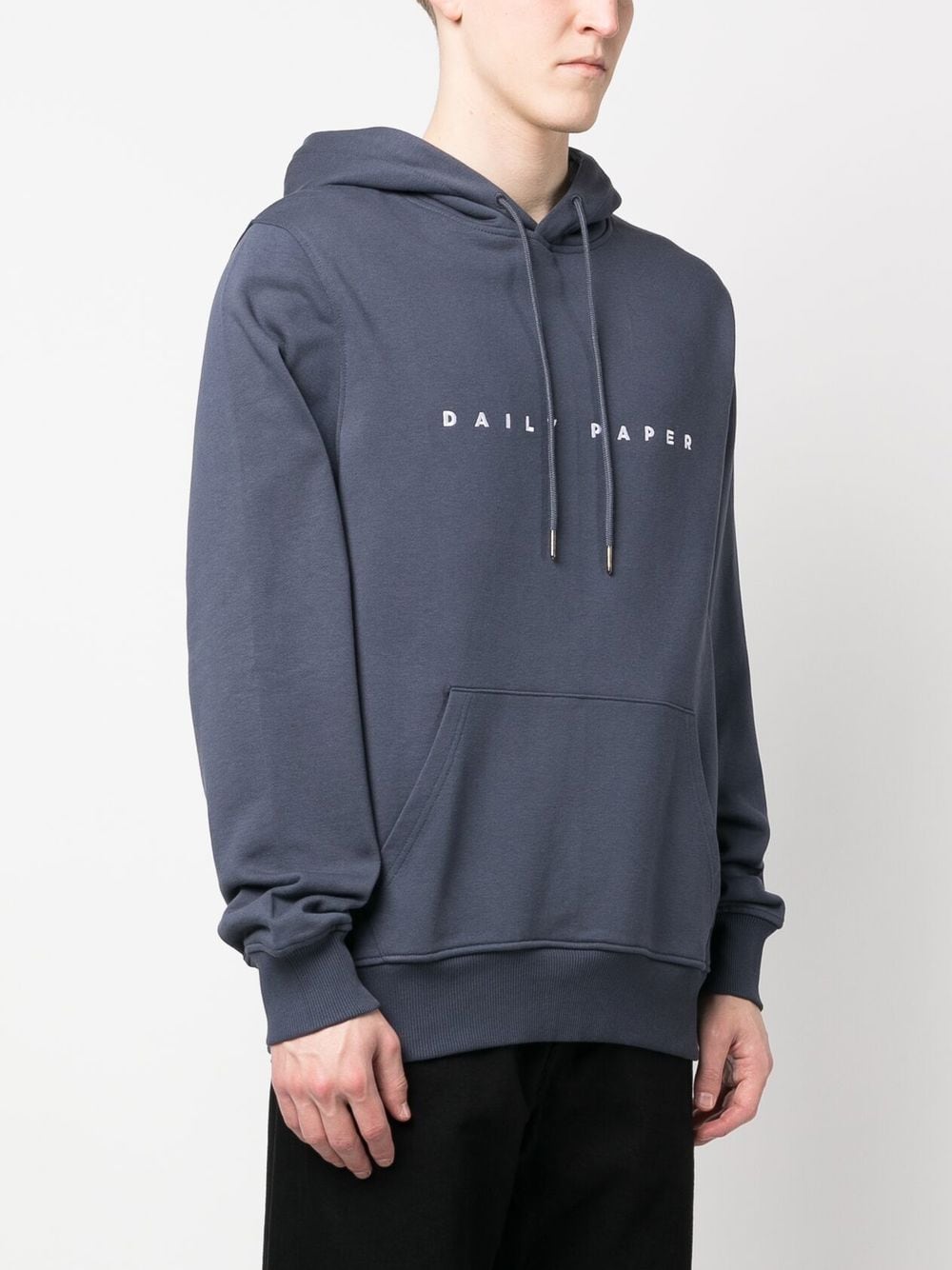 Shop Daily Paper Logo-print Cotton Hoodie In Blue